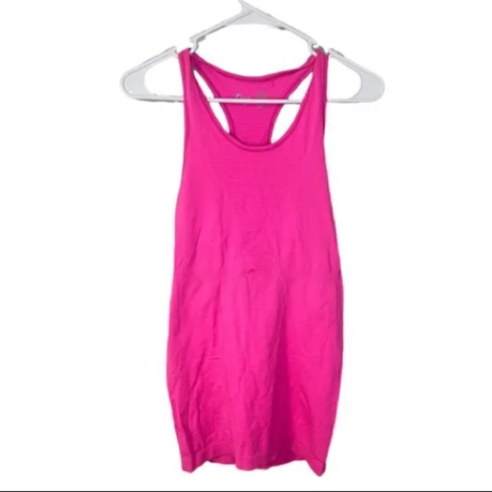 ZYIA Active Women Bright Hot Pink Copper Charged Seamless Racerback Tank Top L